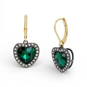 Kurt Geiger Heart Lever Back Drop Earrings with Emerald stone